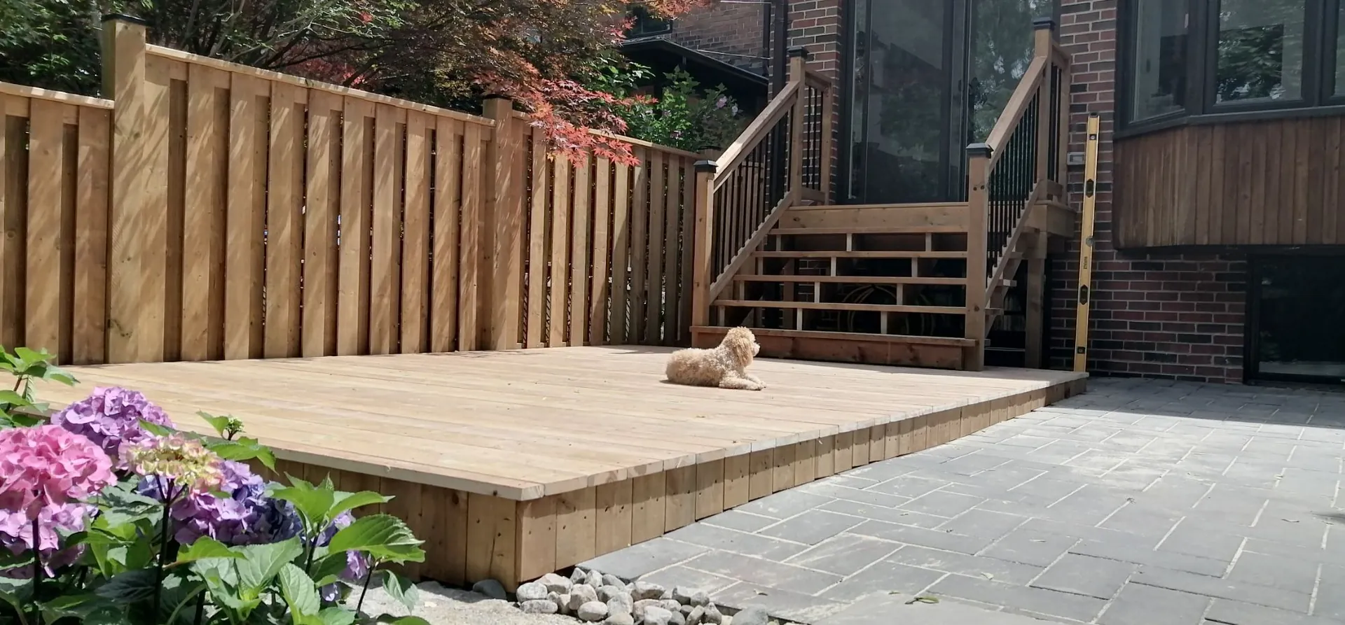 New wooden deck, stairs and privacy fence in South Etobicoke